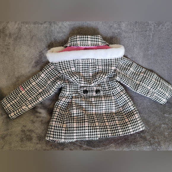 OshKosh B'gosh Houndstooth Pea Coat with Pink Accents Sz 3T - Picture 3 of 13